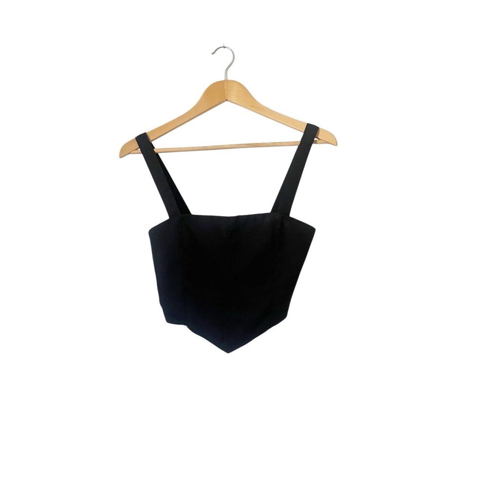 Alya Black Ruched Back Cropped Tank Size Small